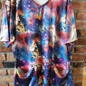 Cosmic Cats Scrub Top XXL
